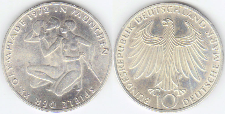 1972 F Germany silver 10 Mark (Olympic Games-Athletes) A001695